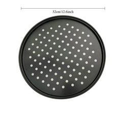 카본 피자 팬 원형 베이킹 트레이 구멍이 바삭하고 풍성한 홈 레스토랑 주방 도구, 1개