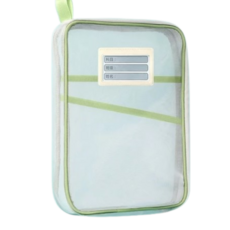 L型資料夾 資料袋 L型文件袋 A4文件袋 網紗文件袋 課本收納袋 透明資料袋 補習袋 科目袋 文件袋, 綠色【L型加厚-贈雙面標籤】, 1個