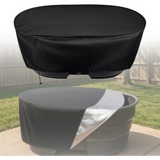 스 배스 콜드 플런지 워터 트로프 및 피더 연못용 50갤런 타원형 저장 탱크 커버 - 420D 헤비 듀티 방수 단열 보호기52L*31W*12H, 53"L*31"W*25"H