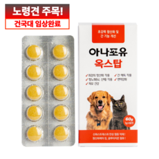 아나포유 옥스탑 항산화제 간 강아지 고양이 글루타치온 노견 노령견 치매 간수치 영양제, 1개, 면역/항산화, 60정