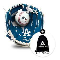 프랭클린 MLB LA다저스 주니어 글러브 9.5인치 76099F19 (야구공+보관가방), 우투(왼손착용), 1개