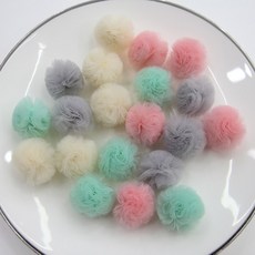 원단킹 5개] 2.5cm 마카롱 프릴 망사폼폼 대 4color (5801021), 진핑크, 5개