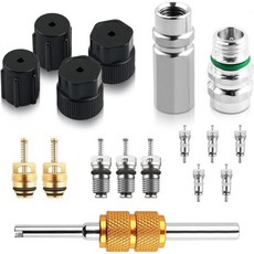 17개입 자동차 에어컨 밸브 코어 도구 키트 휴대용 A C 스템 세트 냉각 성능 향상을 포트 캡 포함 전문 R134A R12 2018811