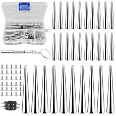 30개 스파이크 니텐 38*7/54*9mm 펑크 록 총알 리벳 총알 콘 못 DIY 의류 신발 끈 가방 가죽 공예 팔찌 목걸이 용 멋진 펑크 록 스크류 백 못(스크루 드라이버)