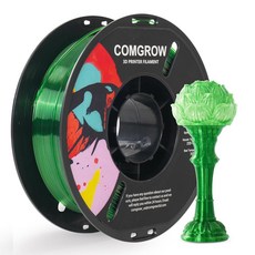 COMROW PETG 3D 프린터 필라멘트 1.75MM 고정밀 및 견고한 필라멘트(2LBS) 치수 정확도 + /- 0.02MM 대부분의 흰색에 맞습니다, 11 Gradient Green White, 1KG
