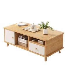 簡約風多功能收納茶几 客廳 易清潔耐用 穩固安全, 原木色, 1個