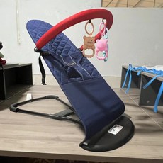 흔들의자 접이식 흔들침대 흔들요람 신생아흔들침대, 다크블루 프리미엄 두꺼운 면직물