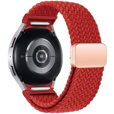 삼성 갤럭시 워치 7 6 5 4 FE 40mm 44mm/6 클래식 43mm 47mm/4 42mm 46mm/5 프로 45mm용 나일론 밴드 원 클릭 부착물 갭 없는 마그네틱, 레드