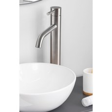 美國RECO 105125L-B 105125L-BK 洗臉盆龍頭 304不銹鋼 高款水龍頭 黑色 浴室台上盆, 105125L-B 毛絲