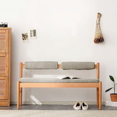 EcoVibe 다기능 의자 식탁의자 현대 원목의자 간략하다 벤치 카페의자 왕훙 식탁벤치의자 실내벤치 원목벤치 2인용의자 3인용의자, 원목색/원목 소재/길이 120cm