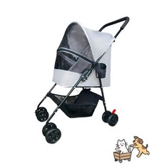 寵物推車 貓狗推車 寵物提籃 寵物包 寵物外出 鋁合金 可拆卸 可折疊 透氣大空 狗推車寵物外出手推車博美泰迪推車輕便出, zs-銀灰色【小巧玲瓏】+升級置物籃, 1個