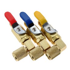 에어컨 볼 밸브 HVAC R410A R22 및 R12 충전 호스용 차단 1/4 인치 SAE 90 도 R134A 3 개