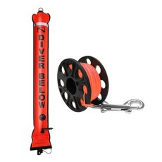 Zeyuan 98피트 다이브 릴과 보관 가방이 있는 다이빙 표면 마커 부표 보안 소시지 레드 휴대용 SMB 세트 다이버 신호 튜브, 나일론, 빨간색