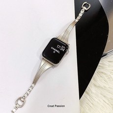 小众条纹马鞍扣金属表带适用于AppleWatchS10细款iwatch98代SE女