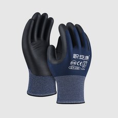 可觸屏掌面塗層手套 PU塗層作業手套 防靜電尼龍加厚工地手套 CB-331, 觸屏手套1雙 藍黑中 CB-331-10, 1個