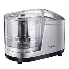 리믹스 1.5컵 원터치 전기 음식 초퍼 100W 미니 푸드 프로세서 고기 그라인더 야채 과일 견과류 육류 스테인리스 스틸 블레이드(블랙) 혼합하기, Silver