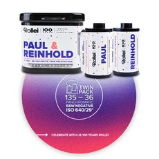 Rollei 100週年紀念PAUL & REINHOLD 640 135黑白負片(雙卷裝), 1個