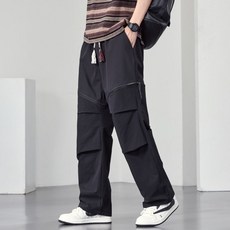 男士冰絲工裝褲 可拆卸兩穿 夏季寬鬆休閒褲, 1個, 黑色【兩穿可拆卸】7XL 230-250斤