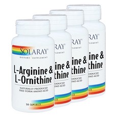 Solaray 左旋精胺酸&左旋鳥胺酸素食膠囊 750mg, 50顆, 4罐