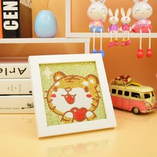 홈데코 (2+사은품) 액자포함 아동 보석십자수 캐릭터 30종 (택1), 1개, 2.하트 호랑이