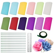 12색 주름지 세트 컬러 미니 주름 종이 크레이프 페이퍼 12롤 10X250CM 종이 꽃 포장 핸드메이드 DIY용품