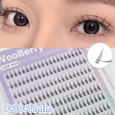 WooBerry 노글루 가닥속눈썹 자연스러운 포인트연장 풀 필요없는 아이래쉬 9+10+11mm 대용량 200pcs, 1개, 블랙 1개, 블랙