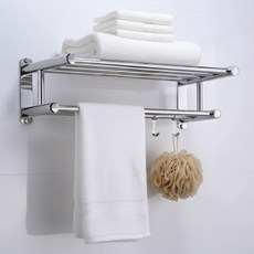 바오르 스텐 304 녹슬지않는 무타공 접착식 수건걸이 선반 40cm, 실버, 1개