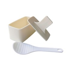 MiniMood 스팸 주먹밥 틀 초밥 만들기 세트 미니 주걱 포함(베이지색 직사각형)