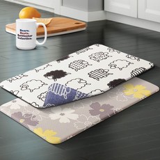 PVC 주방 싱크대 쿠션 발매트 주방 매트 욕실 화장실 현관 두꺼운 리버시블 발판 소, 주방매트 리틀쉽 양면(소), 1개