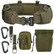多功能戰術腰帶套裝 尼龍眼鏡蛇扣工作腰封 戶外軍迷登山野營裝備 960112, 軍綠腰封八件套, 1個