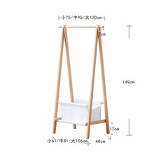 원목 행거 선반 다용도 스탠드 우드 나무 드레스룸 옷걸이 인테리어, K. 비치 미디엄 오리지널 컬러 천 포켓