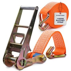 Dawnerz 5.1cm2인치 x 6.1m20피트 튼튼한 래칫 스트랩 - 트럭 및 트레일러용 더블 J 후크가 있는 2 993.7kg6600파운드 파괴 강도 타이 다운 17650