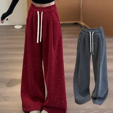 여자 밴딩 바지 트레이닝팬츠 봄가을 와이드핏 반짝이 트레이닝팬츠 바지