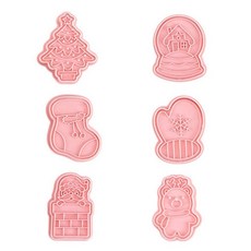 6 PCS DIY 프레스 식품 등급 플라스틱 가정용 크리스마스 테마 내구성 있는 베이킹 선물, one set