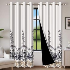 Baocicco 깃털 프린트 커튼 160cm(63인치) 침실 거실 방 다이닝 룸 퍼플 창문 드레이프 2 패널 세트 53.3cm x 길이 160cm(21x63인치)