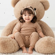 [KC인증] 몽실이 잔도트 골지 실내복 귀여운 여아 남아 반팔 홈웨어 세트