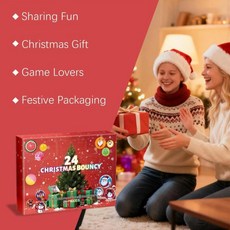 크리스마스 바운시 볼 어드벤트 휴일 카운트다운 캘린더 스트레스 해소 축제용, 1. 21x16x5cm