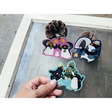 啊是企鵝們 閃亮亮防水貼紙組合 三入 行李箱貼 車貼 安全帽貼, 1個