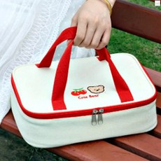 간식가방 런치백 손잡이 낚시 사각 야외 1개, 체리레드기본형