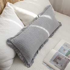 베개커버 피그먼트 60수 아사면 30x70 줄누빔프릴, 그레이(30x70-커버단품)