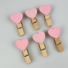 집게 문구소품 포토 50개입 하트 미니 나무 클립