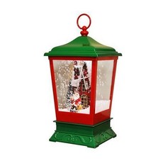 聖誕飄雪燈 聖誕節裝飾燈 聖誕裝飾 櫥窗擺件 幸運雪音樂掛燈 下雪小擺燈 兒童禮物, 紅綠風車款, 1個