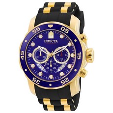 Invicta 프로 다이버 스쿠버 남성용 손목시계 블루 골드톤 48mm 스테인리스 스틸 블랙 실리콘 스트랩 (6983)