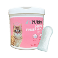 PURRY沛立潔 珍珠紋潔齒指套布 50入 牛奶 貓咪專用, 1個, 50個裝