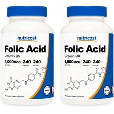 뉴트리코스트 Nutricost Folic Acid 엽산 비타민B9 240캡슐 2팩, 240정
