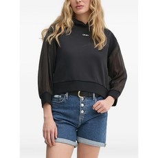 DKNY 시스루 소매 후드 탑