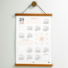 2026년 만다라트 한장 포스터 달력, 1개, 티크 나무 프레임