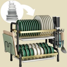 솔리데 2단 3단 식기 건조대 그릇 싱크대 설거지 정리대, 기본형 (AMKIT-0001), 블랙/골드