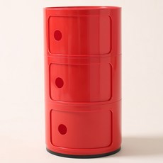 트렌드컨테이너 캔빌리지 원형 수납장 협탁, 레드