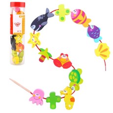 소근육발달 선물 해양 나무비즈 실꿰기 장난감 서울형어린이집 수업용, 1개